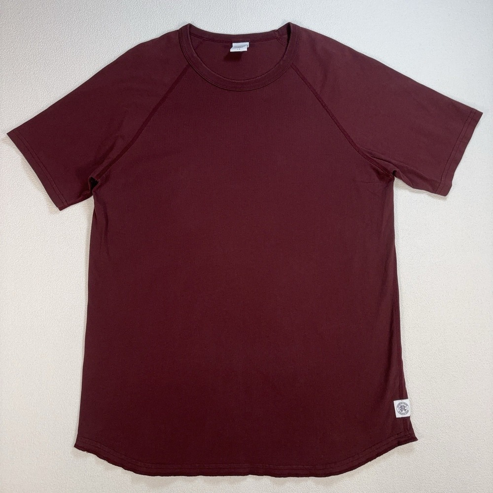 Reigning Champ Lightweight T-Shirt Men's L Burgundy Maroon Crewneck Logo